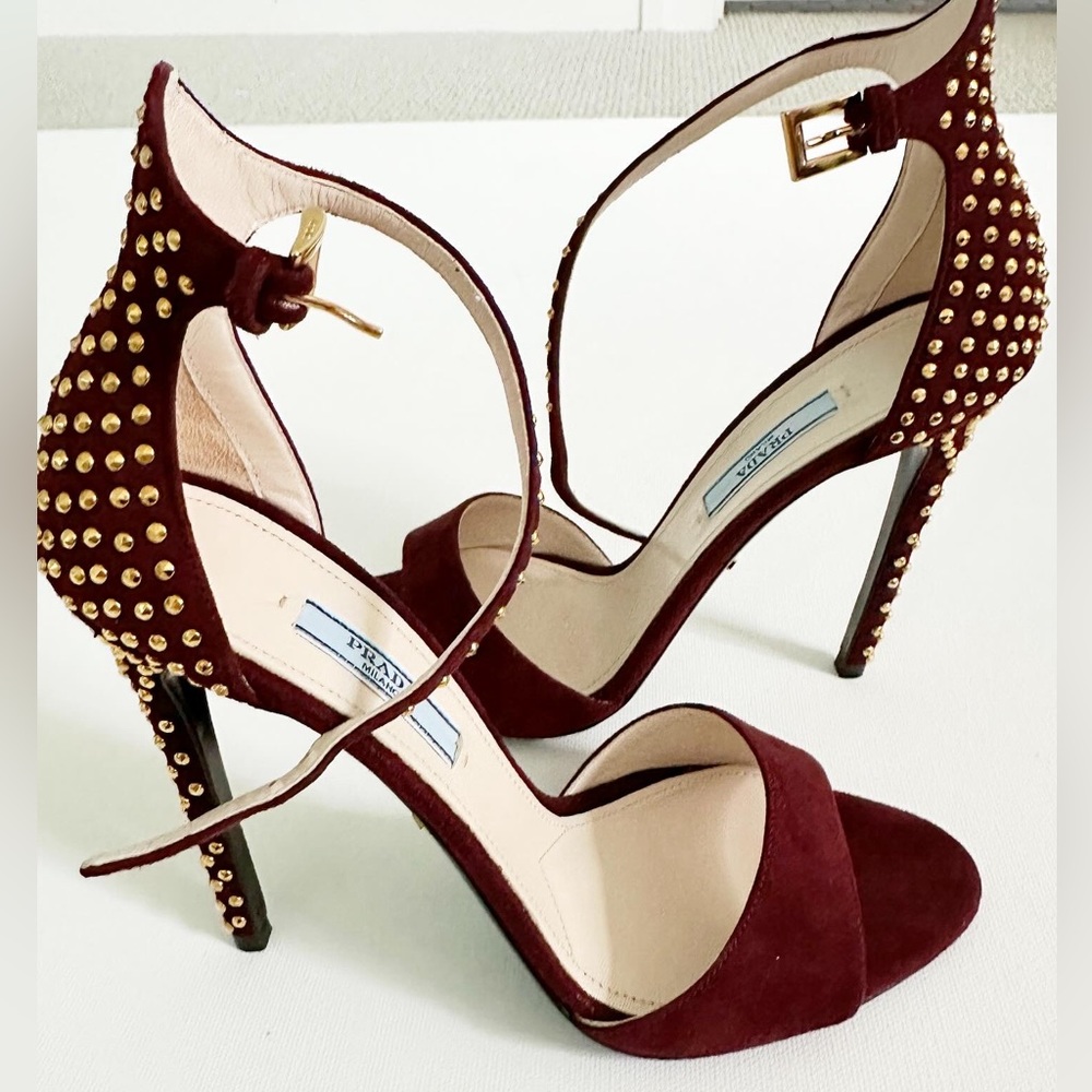 New! Prada suede studded heels
